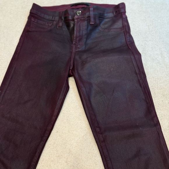 J brand LEATHER Women's Burgundy Jeans - Picture 3 of 5
